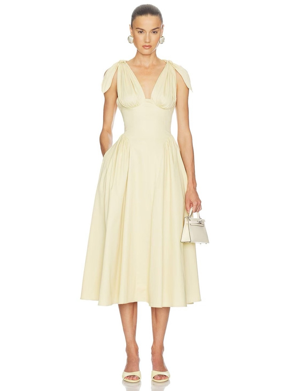 HELSA Fairweather Midi Dress in Stretch Cotton Sateen SZ M $349 NEW !